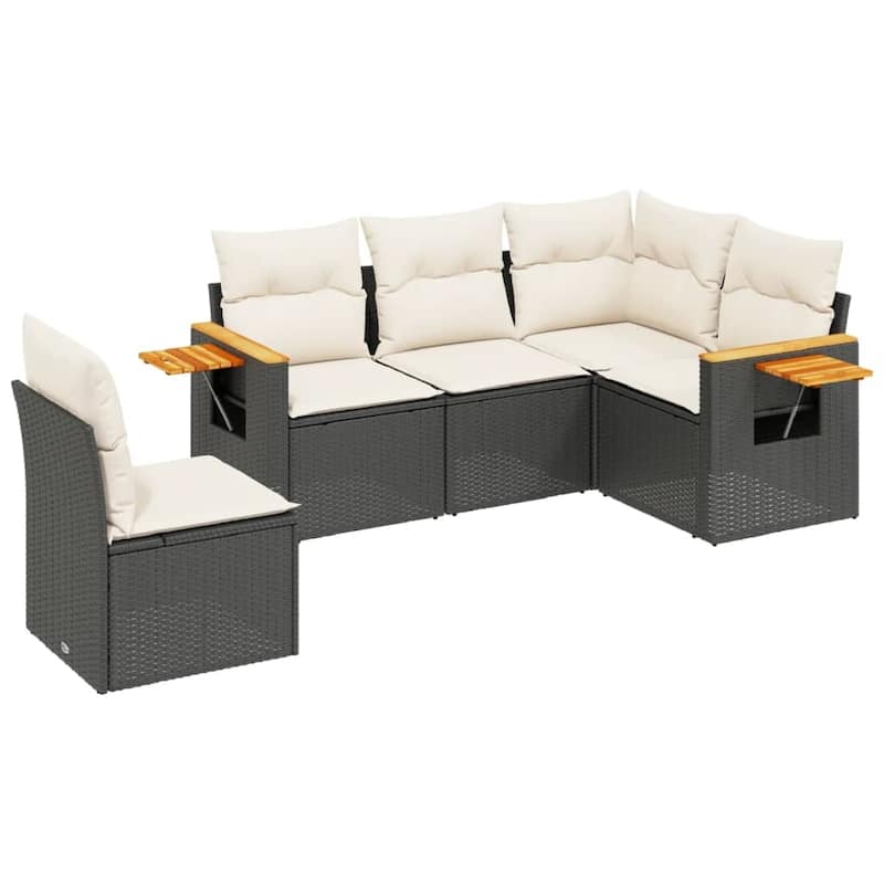 vidaXL Patio Sofa Set with Cushions Outdoor Conversation Furniture Poly Rattan