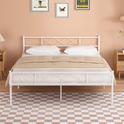 VECELO Modern Premium Metal Platform Bed Frames, Twin/Full/Queen Size Bed, Student apartment Beds