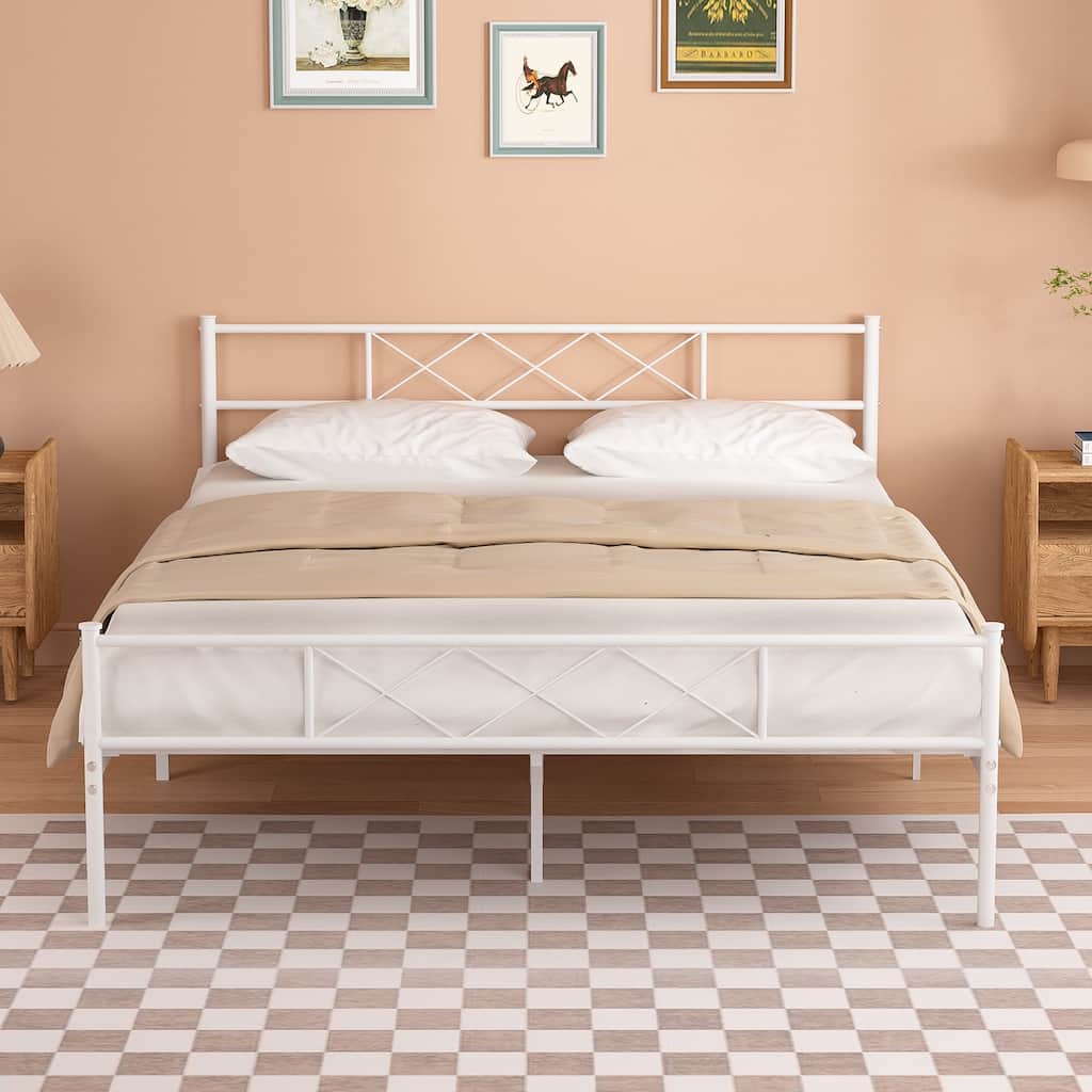 VECELO Modern Premium Metal Platform Bed Frames, Twin/Full/Queen Size Bed, Student apartment Beds
