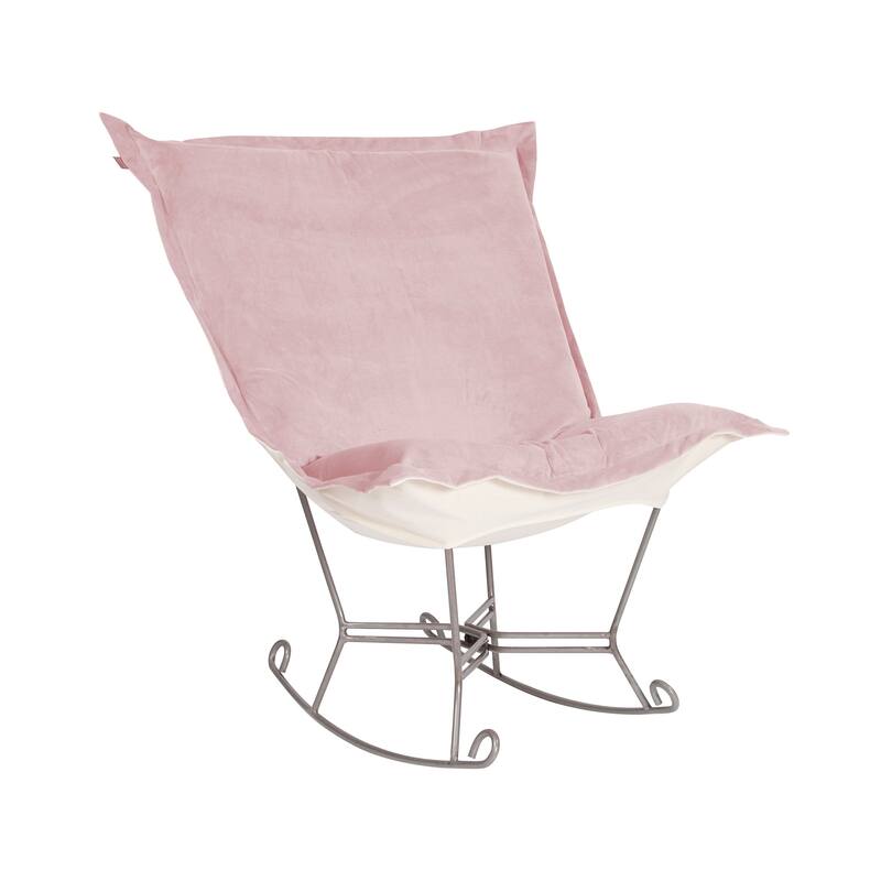 Allan Andrews Scroll Puff Rocker with Titanium Frame, Bella Collection - Rose