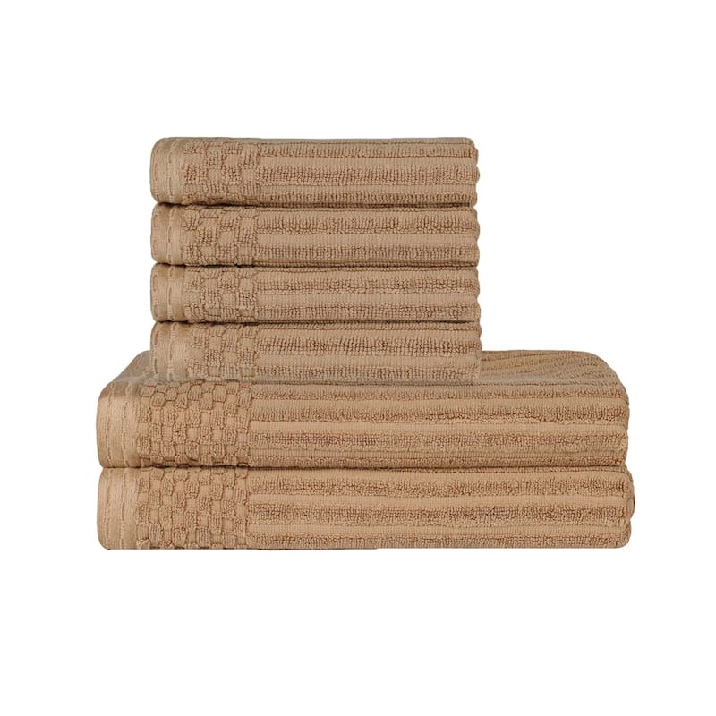Superior Ribbed Cotton Absorbent Heavyweight Hand Towel and Bath Towel Set