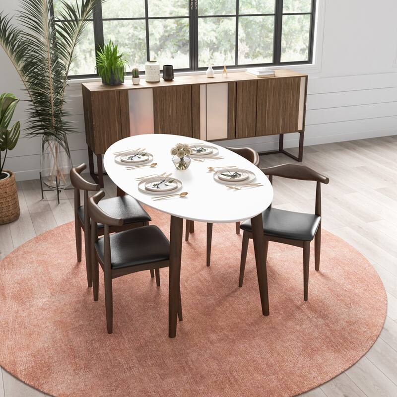 Arsland Modern Solid Wood Oval Dining Table and Chair Set Dining Room Furniture Set