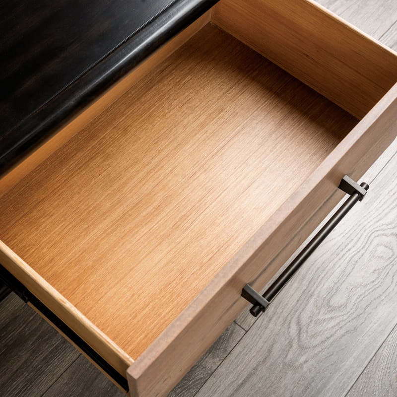 Furniture of America Marlowe Modern Farmhouse Black Natural Solid Wood Coffee Table