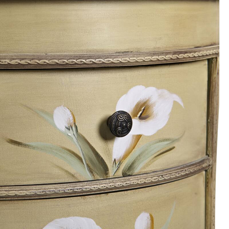 31.75" Antique Calla Lily Floral Art Accessory Table Cabinet
