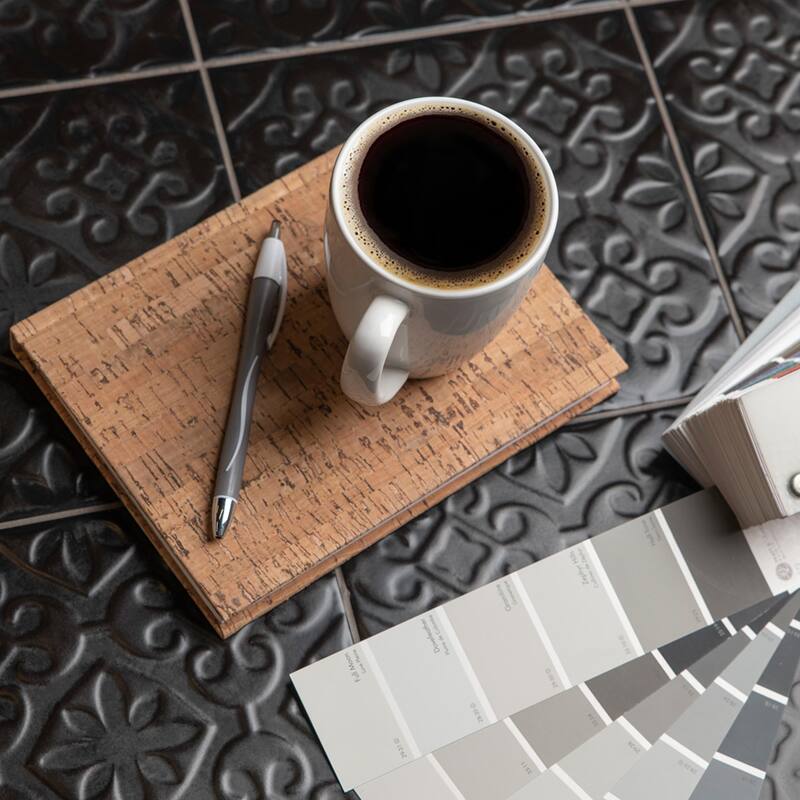 Merola Tile Triplex Valverde Black 7-3/4" x 7-3/4" Ceramic Wall Tile
