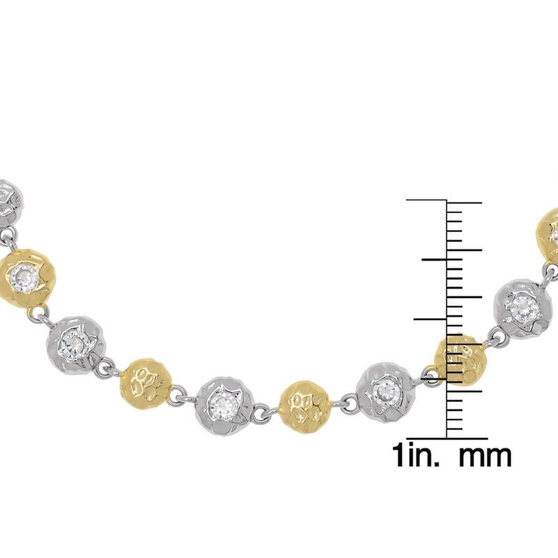 Victoria Townsend Two-Tone Round Cubic Zirconia Textured Bracelet