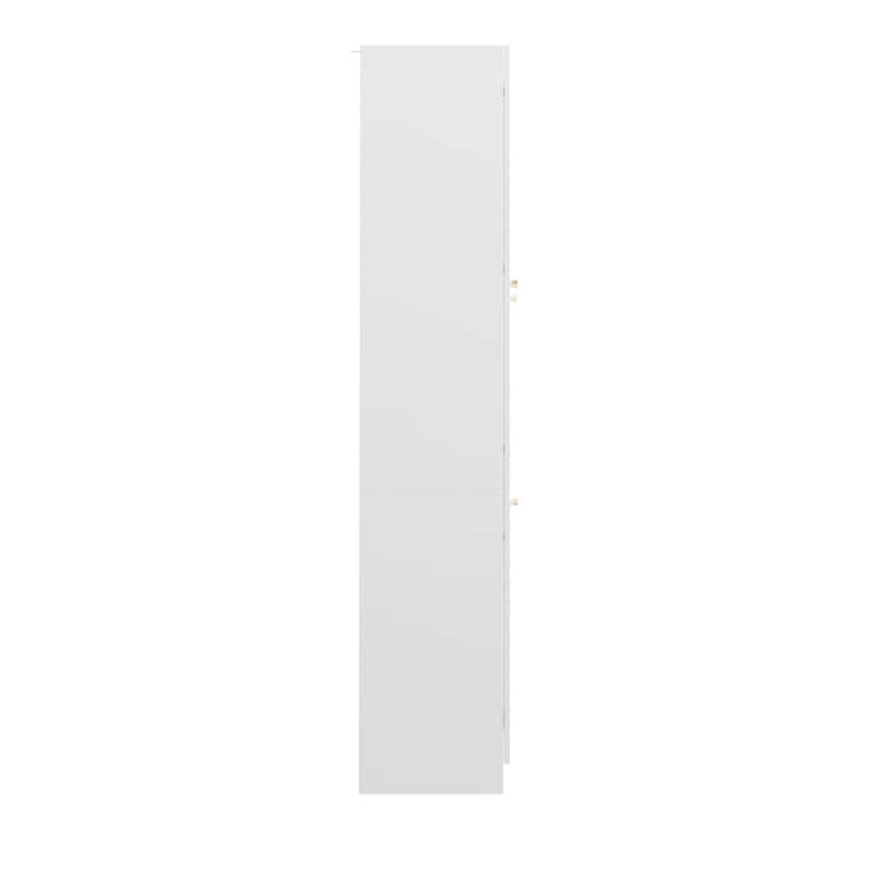 White Storage Cabinet,Bookcase Display with 6 Glass Doors, 4 Shelves - 78.7"H