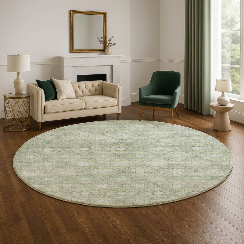 Premium Washable Super Soft Boho Trellis Mayfield Rug - Aloe - 8' x 8'