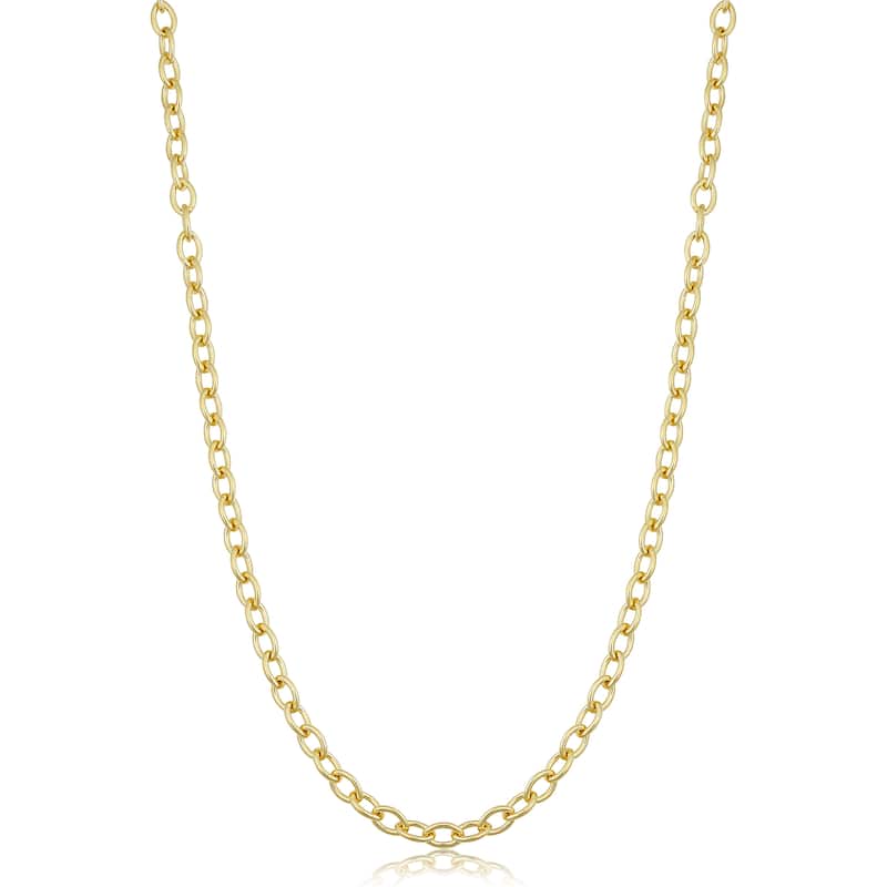 Solid 14k Gold Filled 3.3 mm Oval Link Chain Necklace for Men and Women (16, 18, 20, 24 or 30 inches)