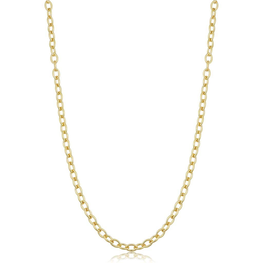 Solid 14k Gold Filled 3.3 mm Oval Link Chain Necklace for Men and Women (16, 18, 20, 24 or 30 inches)