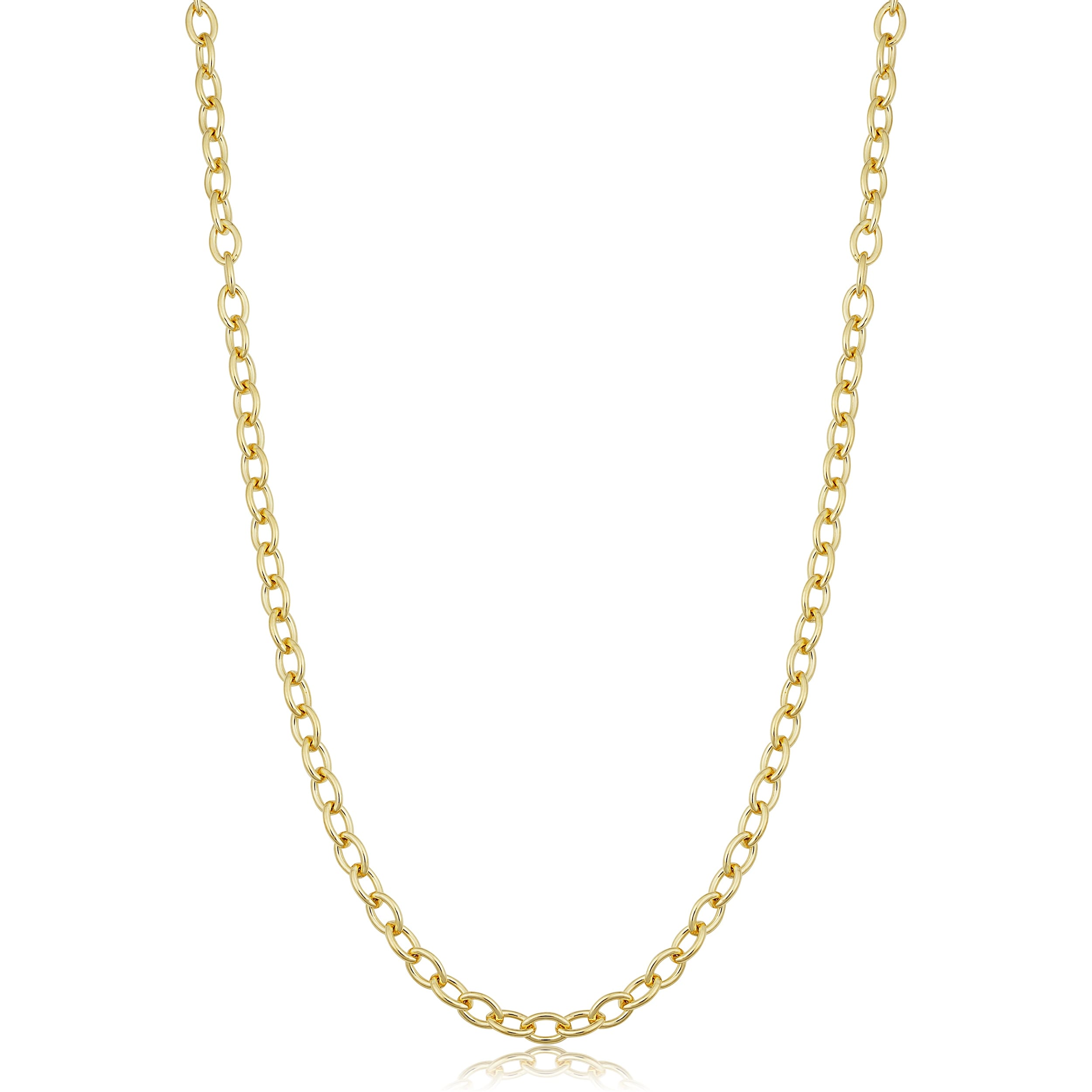 Au Naturale Solid 14k Gold Filled 3.3 mm Oval Link Chain Necklace for Men and Women (16, 18, 20, 24 or 30 inches)