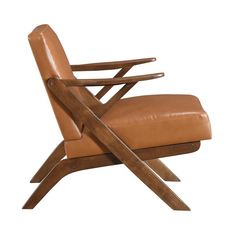 Rhys 26.5" Faux Leather Accent Chair - Solid Rubberwood Frame