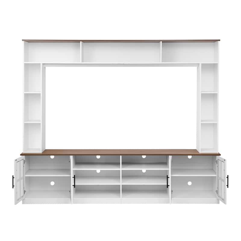 Roomfitters Wall Unit Entertainment Center for up to 80 Inch TV, Media Console with Cabinets and Bookshelves