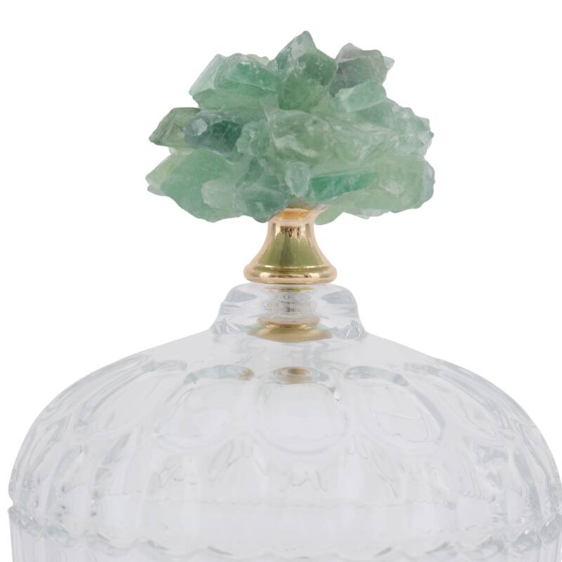 Glass Stone Jar with Fauna Lid Detailing and Textured Transparent Body