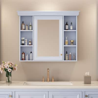 35'' x 28'' Wall Mounted Bathroom Storage Cabinet with 6 Open Shelves
