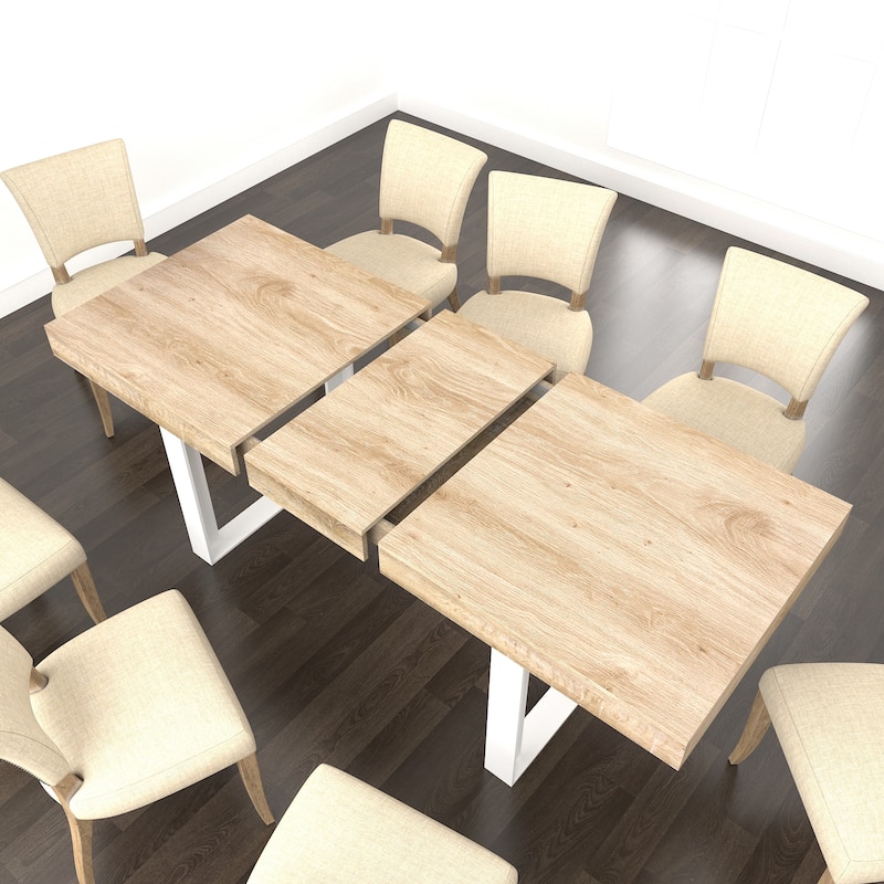 Large Expandable Dining Table, Wooden Kitchen Expanding Table for 6 8 10, Rectangular Conference Table