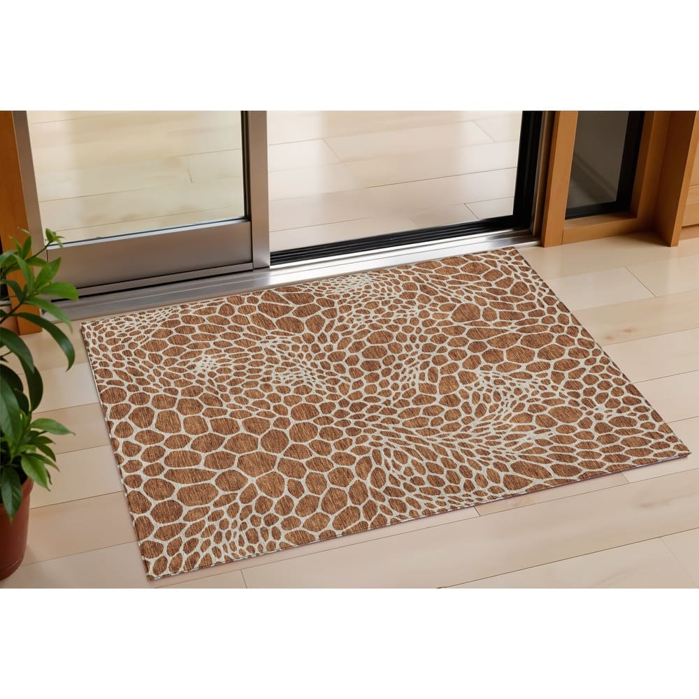 HomeRoots Geometric Transitional Rectangle Outdoor Rug