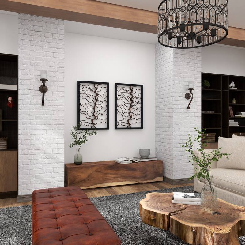 Black Wood Branch Tree Home Wall Decor with Black Frame