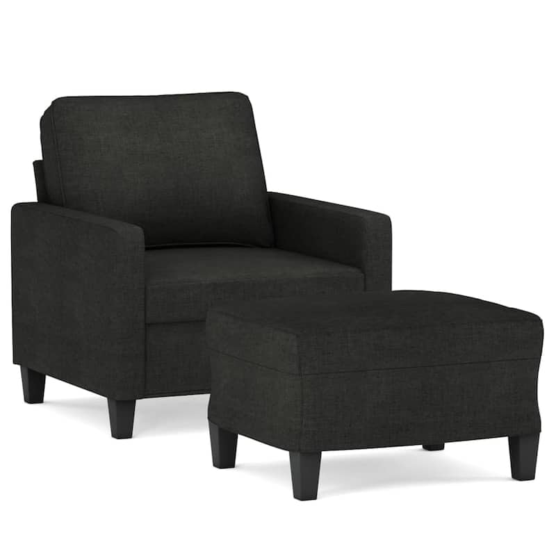 vidaXL Sofa Chair With Footstool Black - 30.7 x 30.7 x 31.5 in