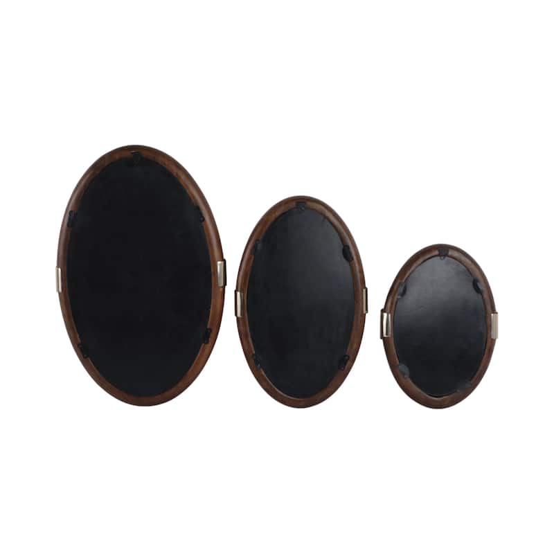 Metal Wall Mirrors Oval Shape Decorative (Set of 3) - 22/18/14" Brown - 14" x 2" x 22"