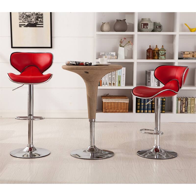 Upholstery Airlift Adjustable Swivel Barstool w/ Chrome Base, Set of 2