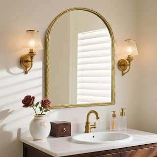 Decorative Wall Mirror with Ornate Beaded Frame for Vanity Living room