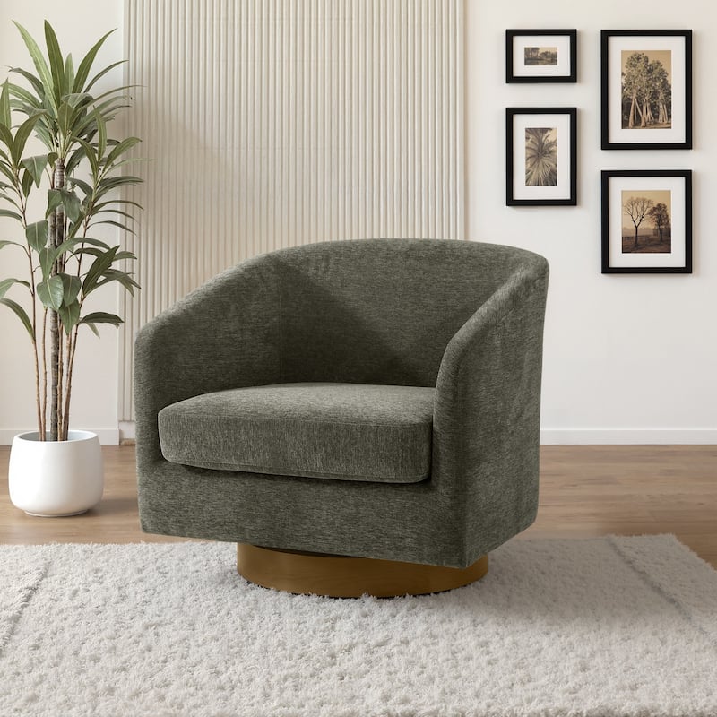 2 Set Modern Wide Round Swivel Accent Barrel Chairs