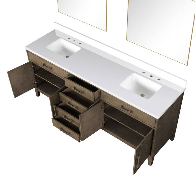 Laurel 60 in W x 22 in D Black Oak Double Bath Vanity, Cultured Marble Top, and 28 in Mirrors