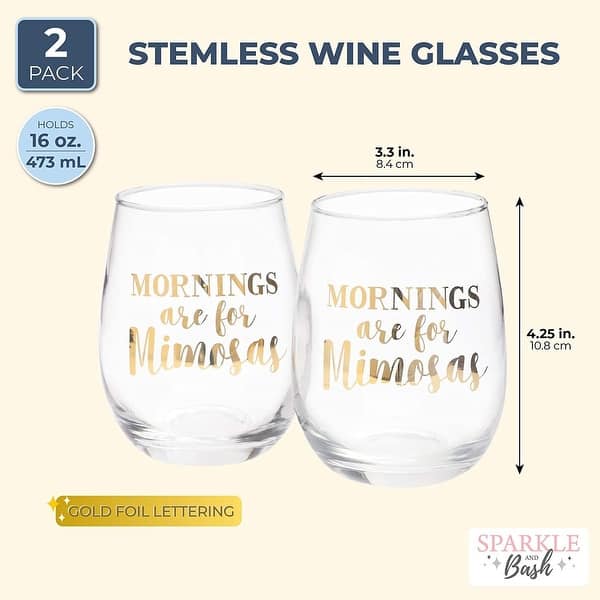 White Stemless Wine Glasses - 2 Pack