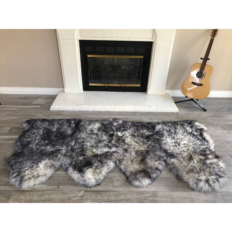 Dynasty Natural 4-Pelt Luxury Long Wool Sheepskin Shag Rug