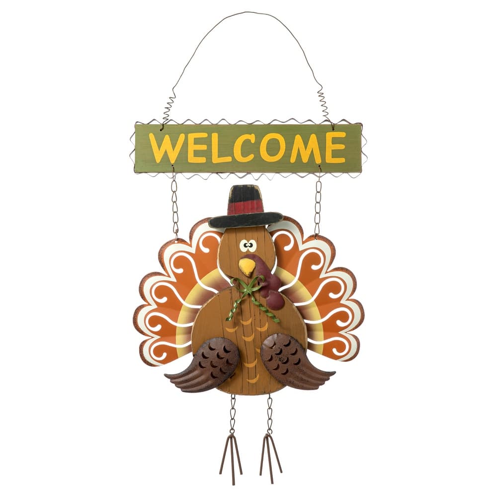 Glitzhome Thanksgiving Wooden Turkey Table Decor Wall Hanging Signs
