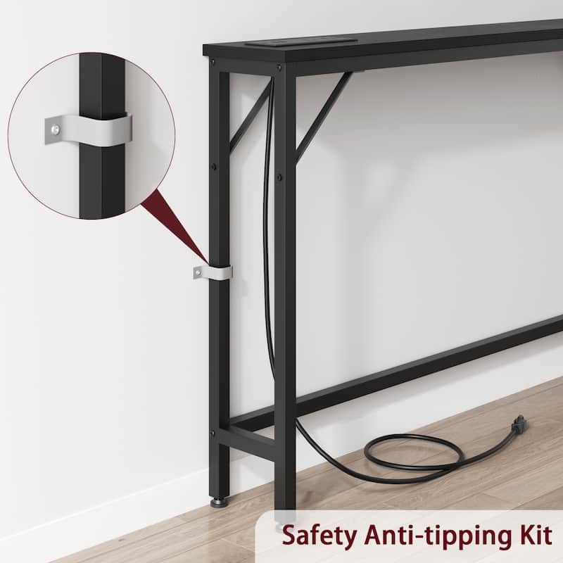 5.9" Narrow Sofa Table, Skinny Console Table with Storage