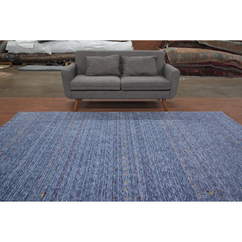 Hand Knotted Oriental 100% Wool Carpet Tribal Animal Pictorial Navy Blue & Blues Gabbeh Area Rug - 9' 10'' X 9' 9''