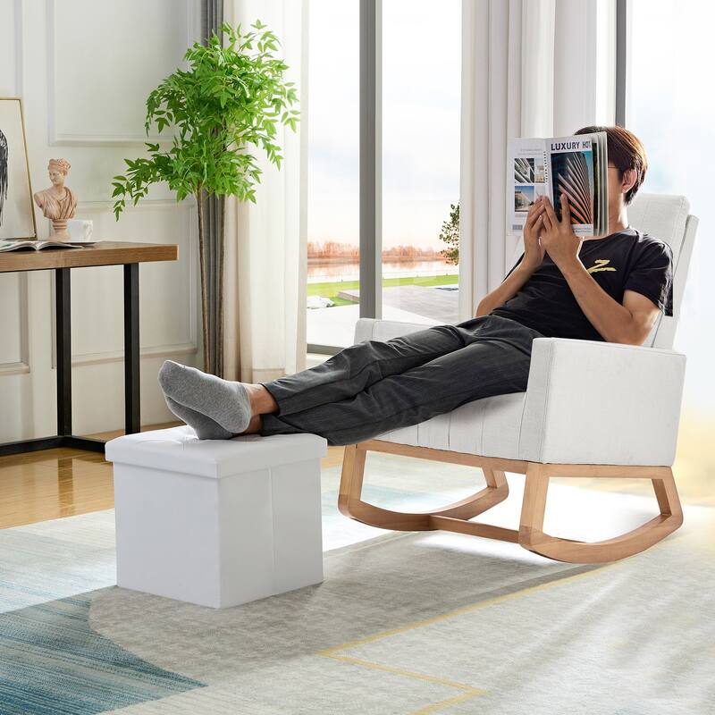 2 PC Storage Folding Ottoman, Storage Footrest Stool, Faux Leather Storage Bench Cube with Padded Seat for Small Space