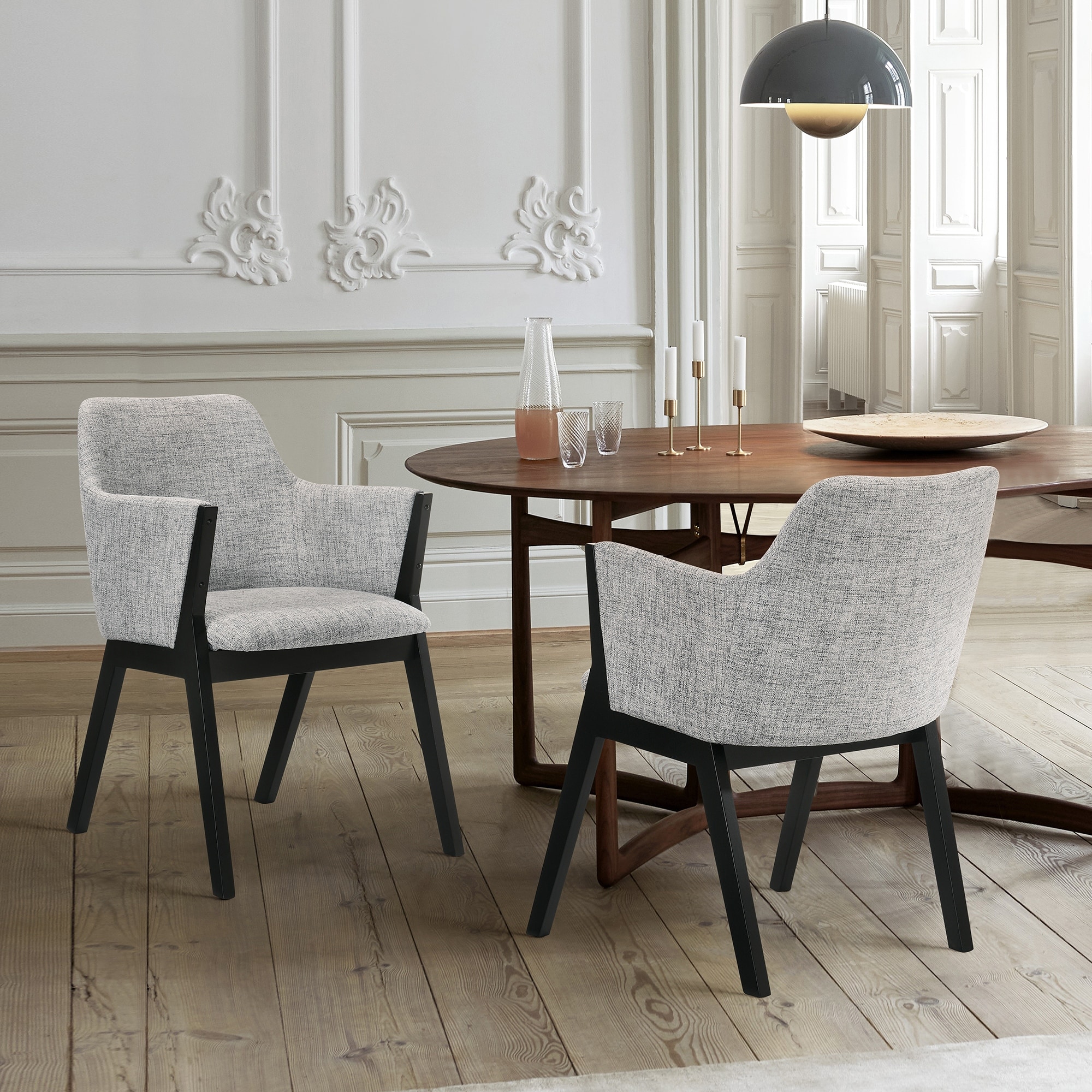 Renzo Mid Century Modern Upholstered Wood Dining Chairs - Set of 2