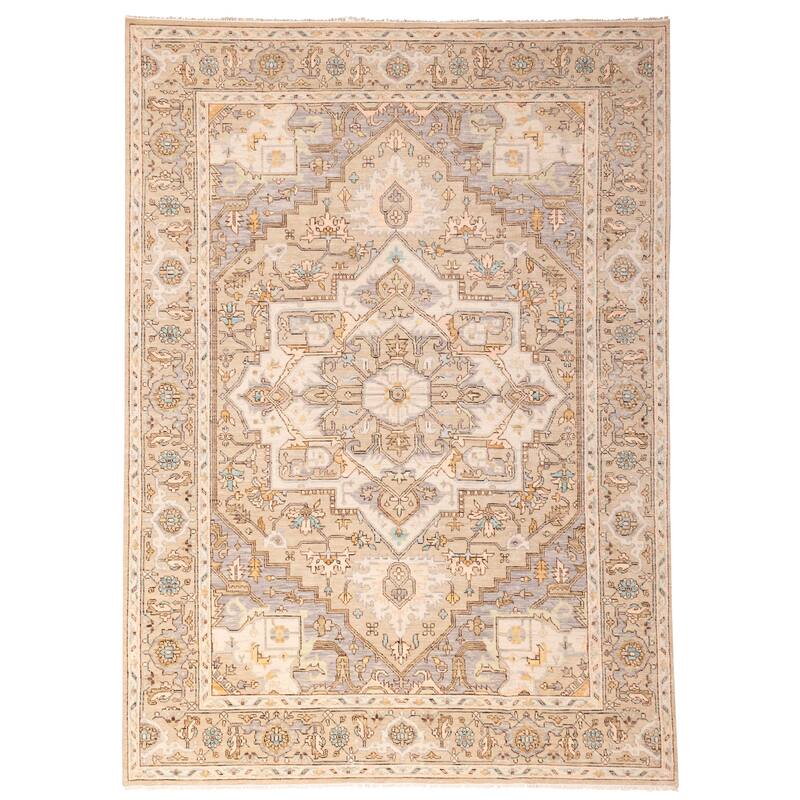 ECARPETGALLERY Hand-knotted Modern Oushak Light Khaki Wool Rug - 10'3 x 13'11