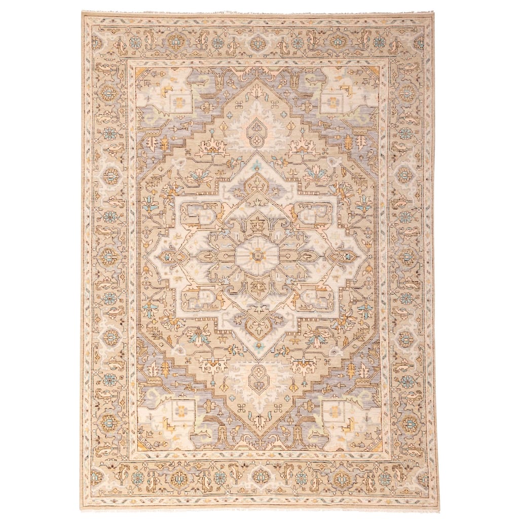 ECARPETGALLERY Hand-knotted Modern Oushak Light Khaki Wool Rug - 10'3 x 13'11