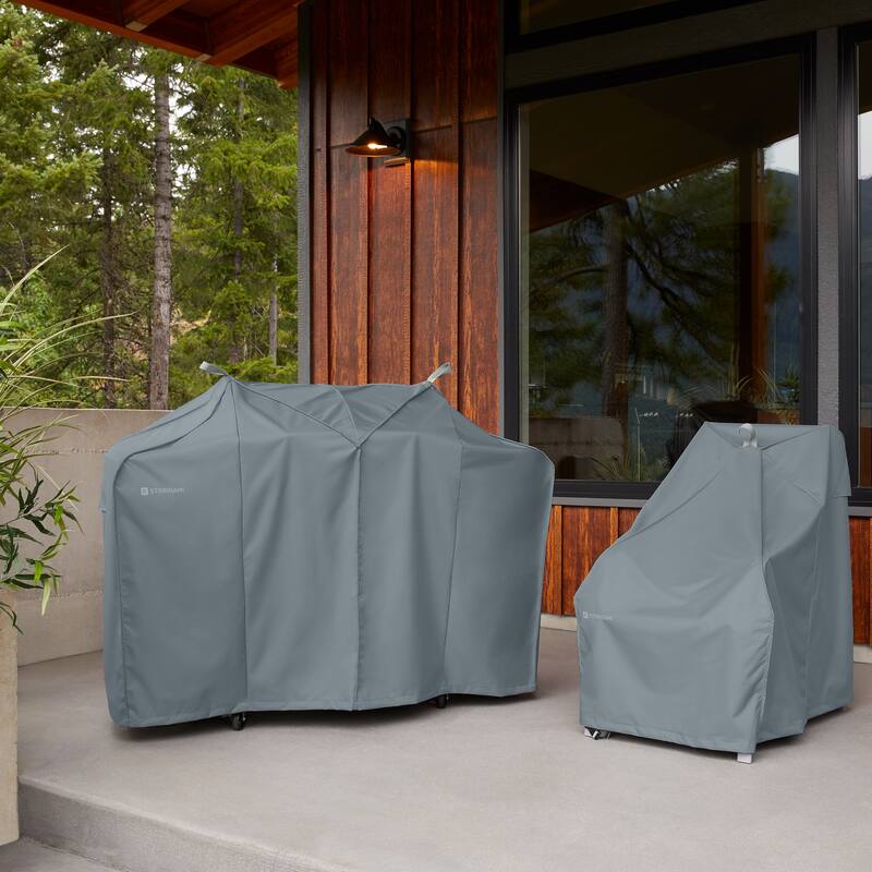 Classic Accessories Storigami Water-Resistant 26 Inch Easy Fold Patio High Back Chair Cover, Monument Grey