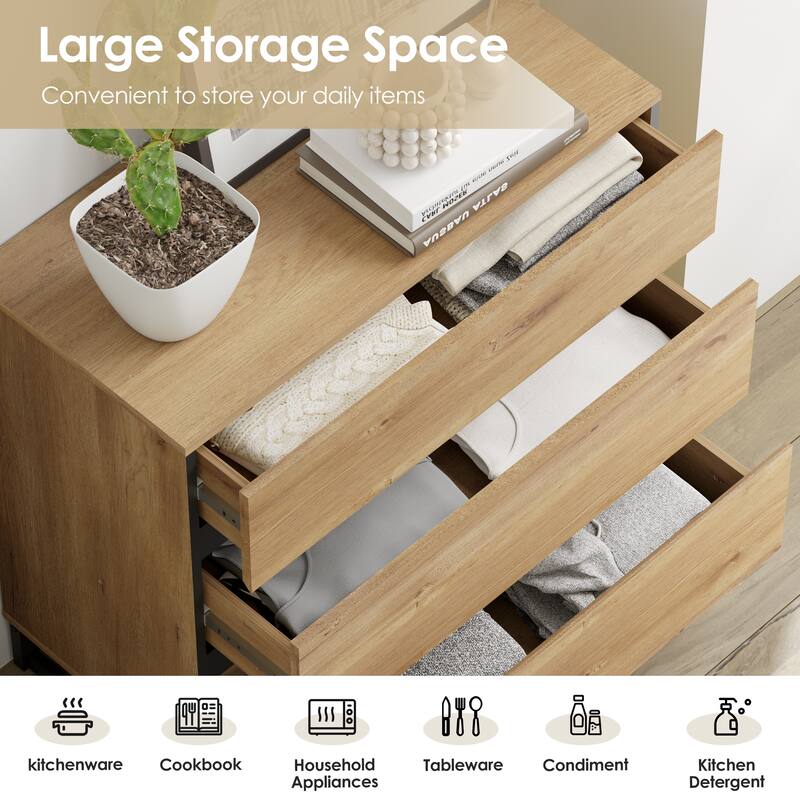 WAMPAT 3 PCS Modern 72" Tall Bookcase with 3 Drawers and Adjustable Shelves, Library Book Shelf with Storage Cabinet