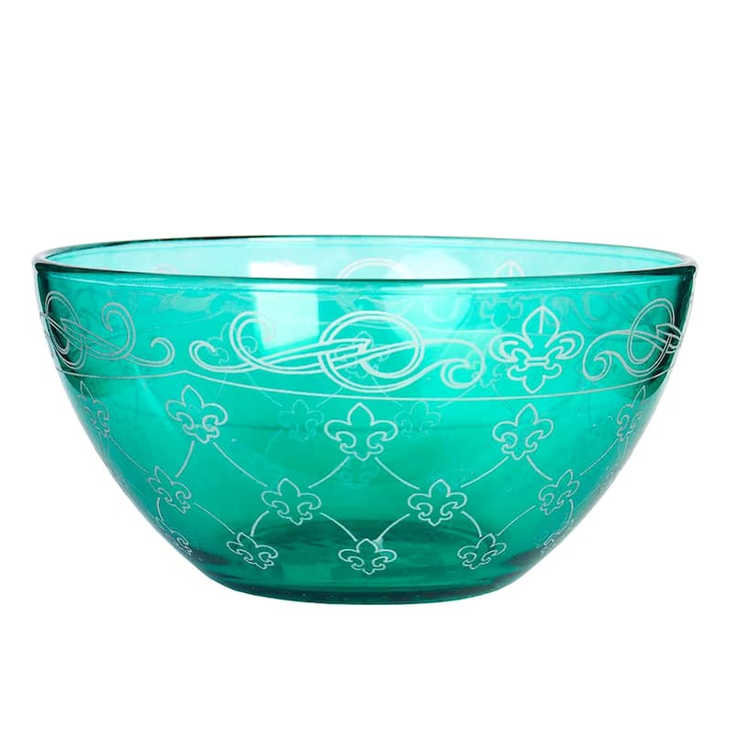 STP Goods French Lily Emerald Glass Salad Bowls Set of 2