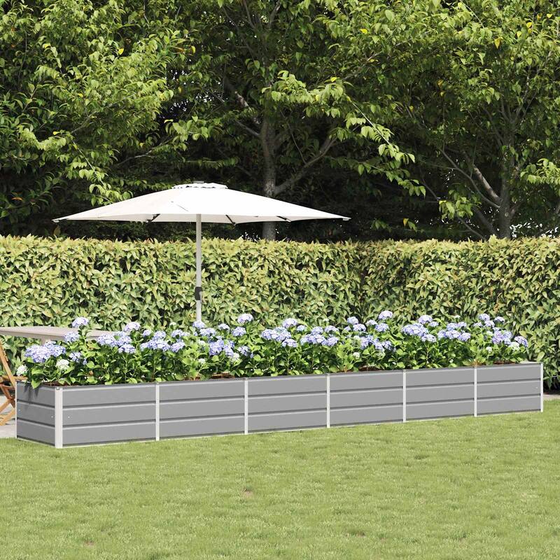 vidaXL Planter in Steel - 62.99 x 31.50 x 17.72 - Grey - 188.98 x 31.50 x 17.72 in