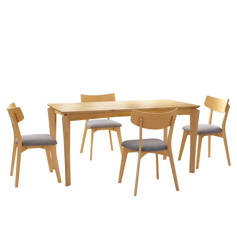 Christopher Knight Home - Thalorin Mid-Century Dining Table with Rubberwood Legs and Upholstered Chair Ensemble