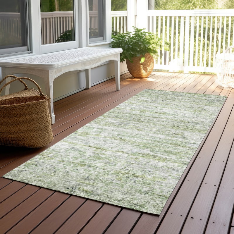 Machine Washable Indoor/ Outdoor Contemporary Solid Chantille Rug