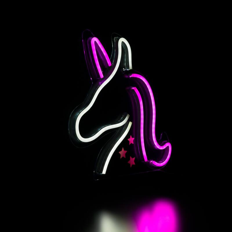 LED Unicorn Neon Lighted Wall Art - 13" - White and Pink