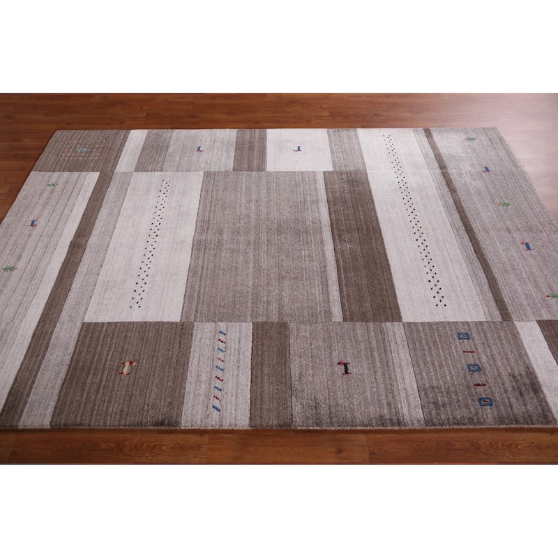 Hand Knotted Oriental 100% Wool Carpet Tribal Geometric Multi-Colored Gabbeh Area Rug - 7' 7'' X 5' 5''