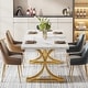 preview thumbnail 3 of 5, 63-Inch Rectangular Dining Table for 4 to 6, Modern Kitchen Table with Faux Marble Table Top