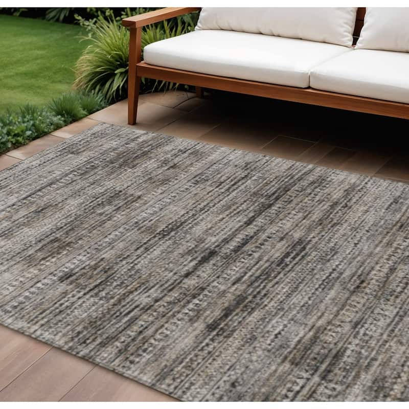 HomeRoots Striped Transitional Rectangle Outdoor Rug - 9' X 12'