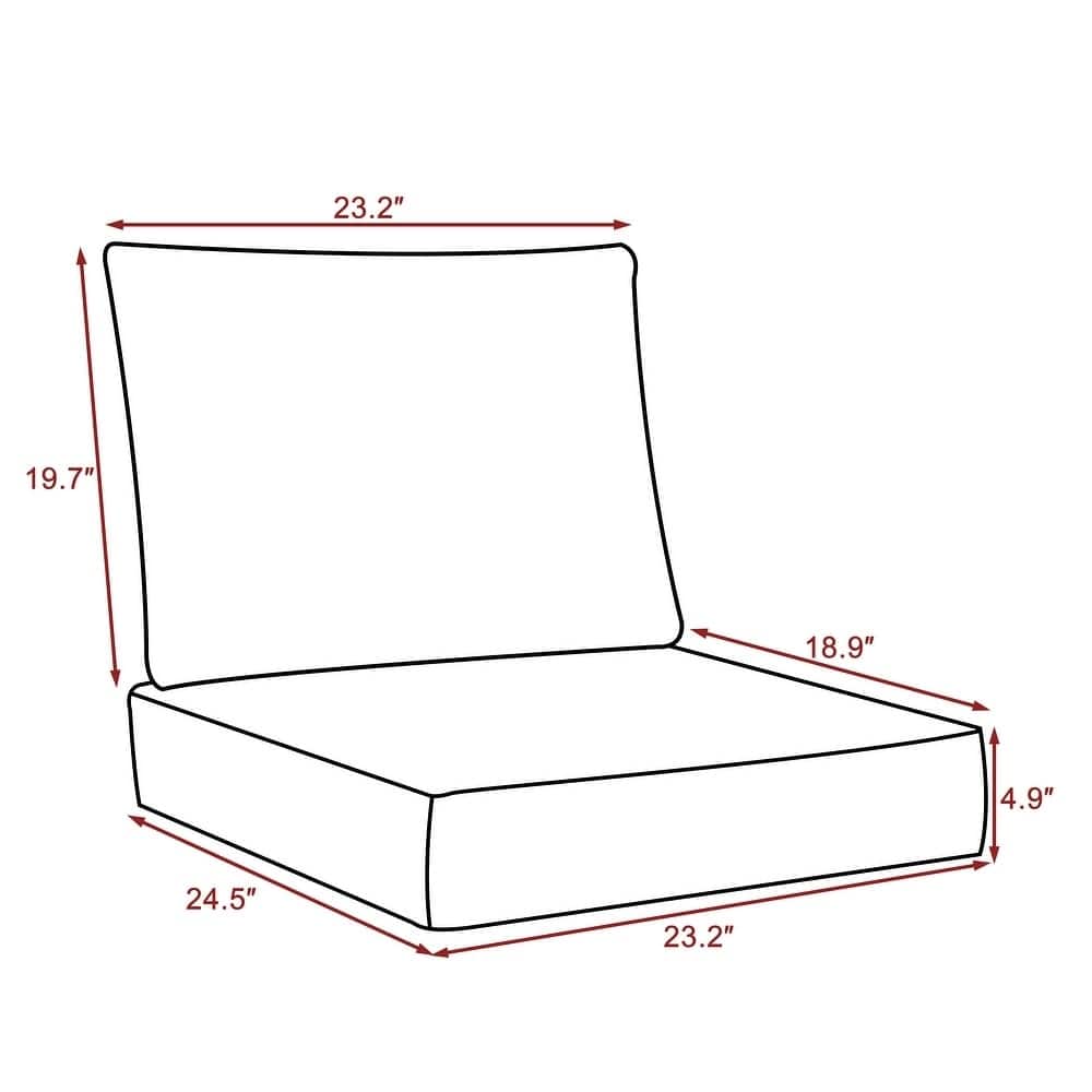 Modern 24" Outdoor Deep Seat Cushions Set, Outdoor Cushions for Chairs - 23" W x 24.5" D
