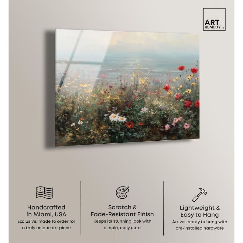 Misty Ocean Field I Acrylic by Art Remedy, Ready to Hang