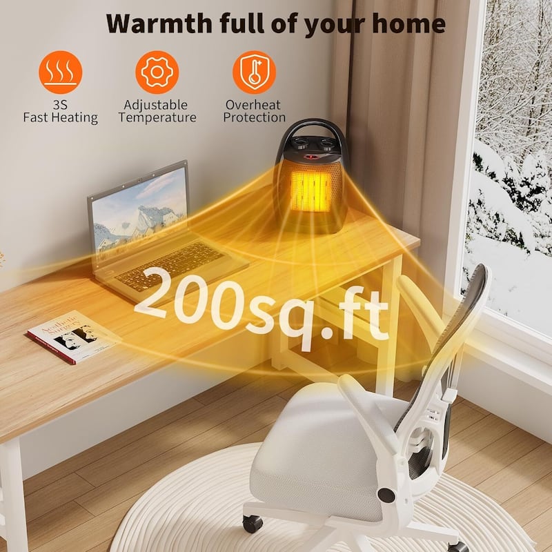 1500W/750W Ceramic Space Heater, Tip-Over Overheat Protection